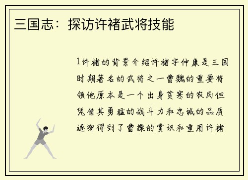 三国志：探访许褚武将技能